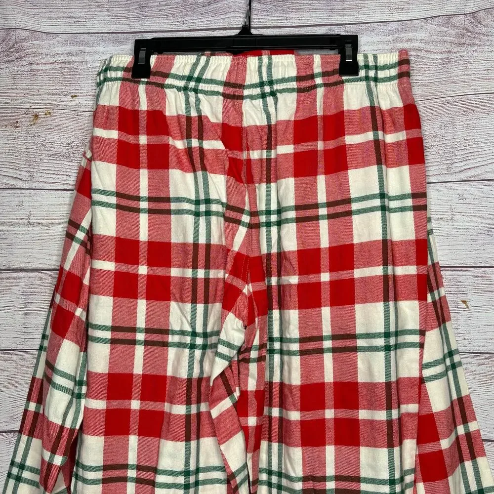 Old Navy Men's Holiday Christmas Plaid Flannel Pajama Two Piece Set Large New